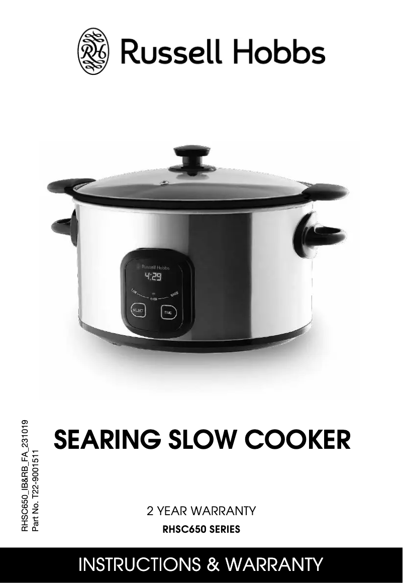 Page 1 of the manual User Manual Russell Hobbs RHSC650BLK