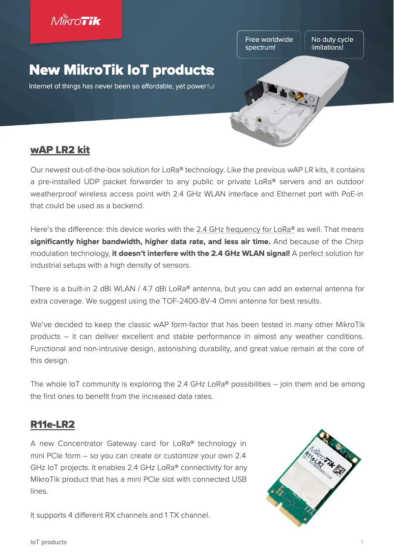 First page image of the manual for wAP LR2 kit