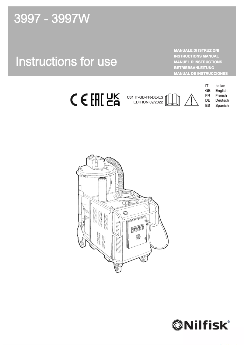 Page 1 of the manual User Manual Nilfisk 3997