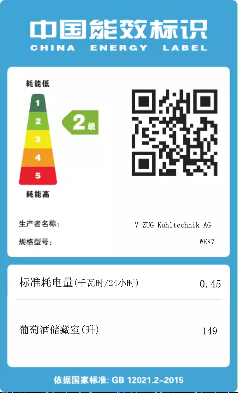 Page 1 of the manual Energy Label V-Zug Winecooler 90 SL 60