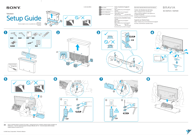 Page 1 of the manual Installation Guide Sony Bravia KD-55X750H