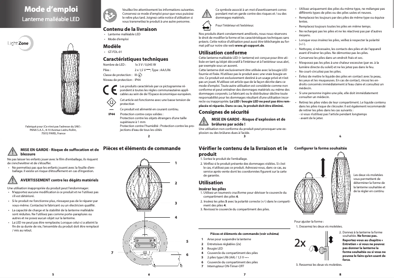 First page image of the manual for GT-FDL-01