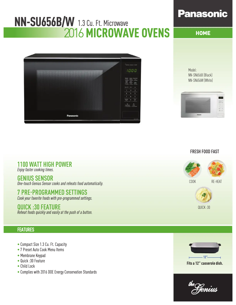 First page image of the manual for NN-SU656W