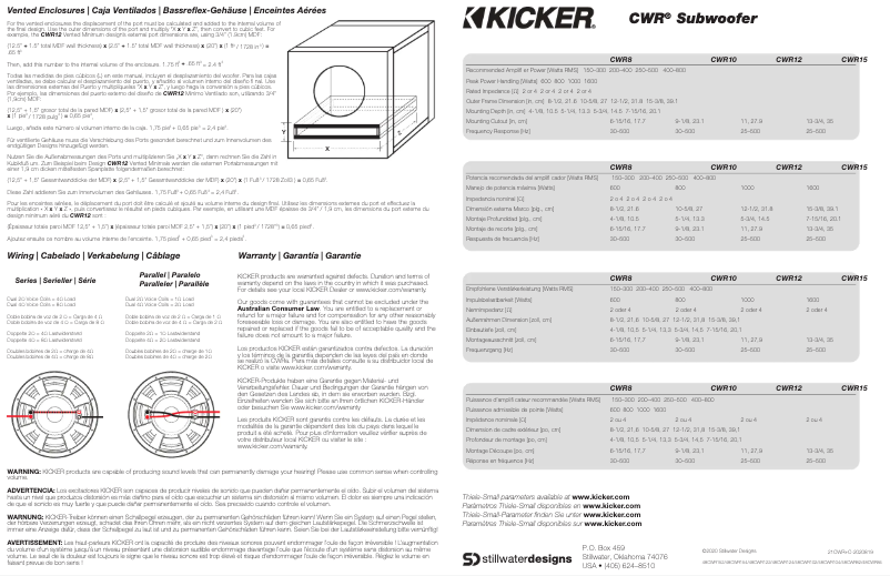 Page 1 de la notice Manuel utilisateur Kicker 48CWR104