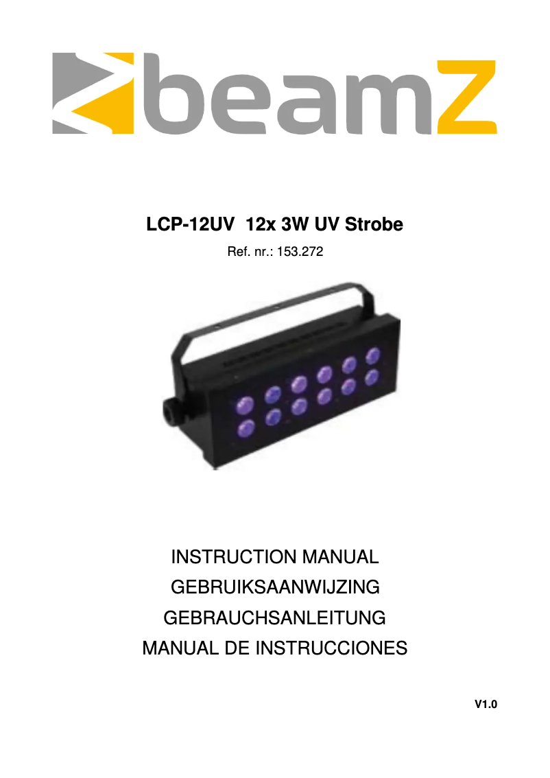 Page 1 of the manual User Manual BeamZ LCP-12UV 153.272