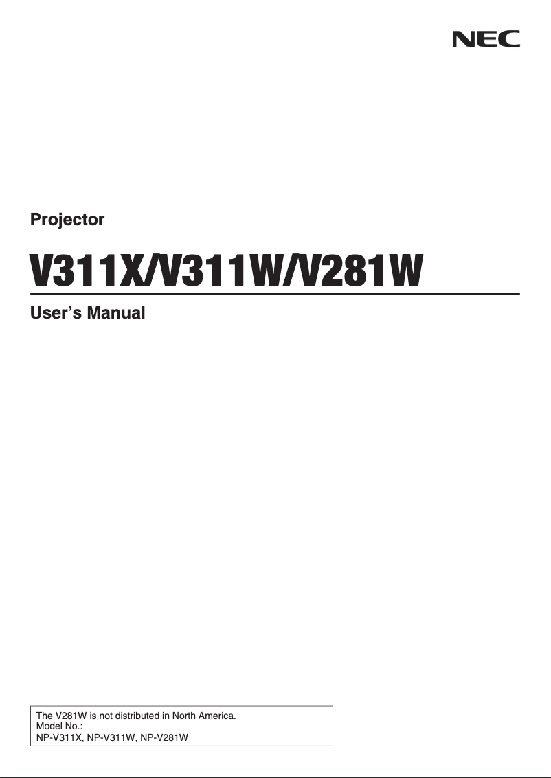 First page image of the manual for NP-V311X