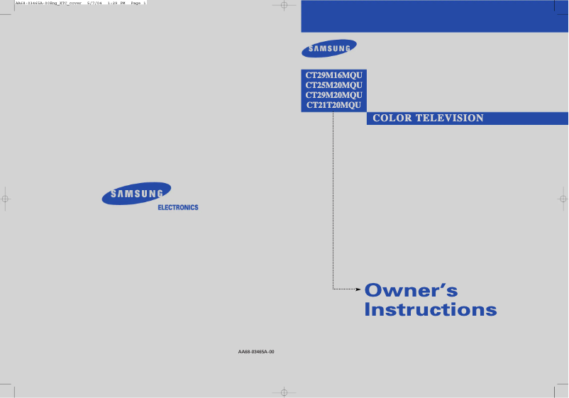 First page image of the manual for CT-29M16MQ