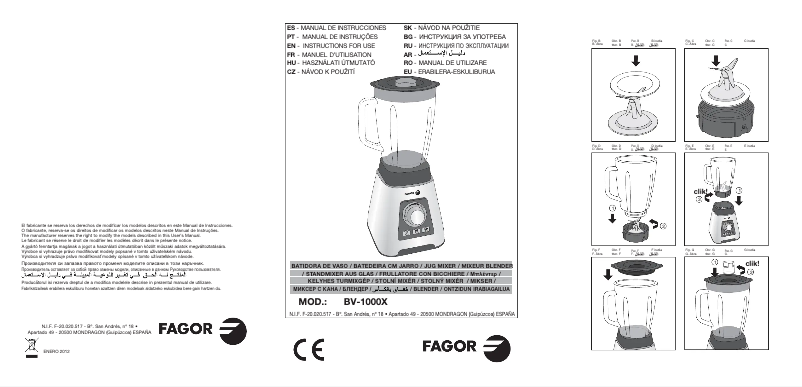 First page image of the manual for BV-1000X