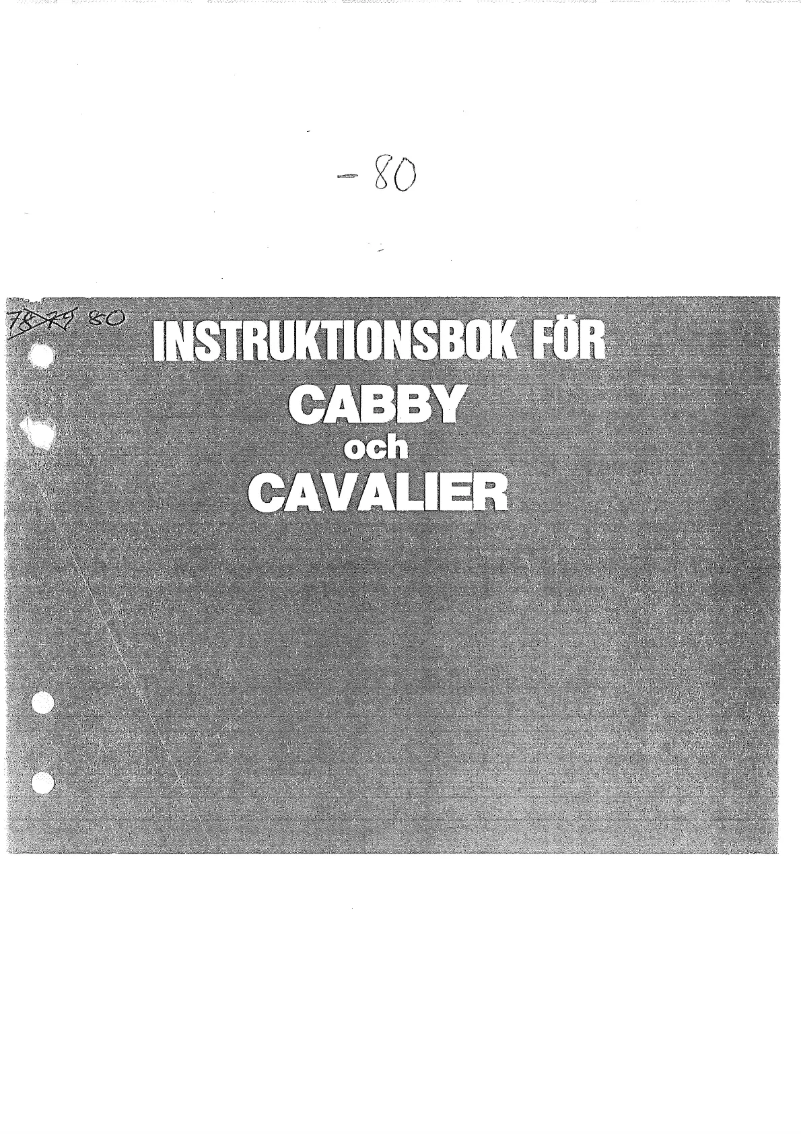 Page 1 of the manual User Manual Cabby 1980