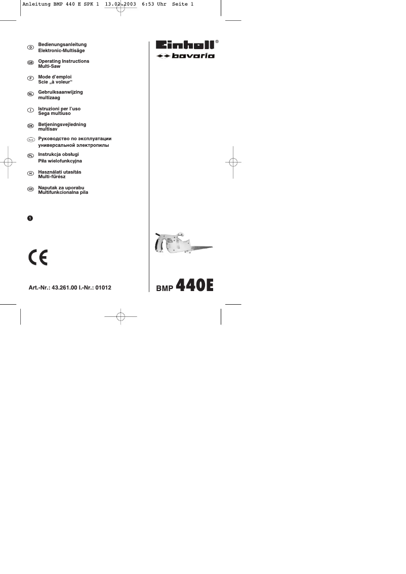 First page image of the manual for Bavaria BMP 440