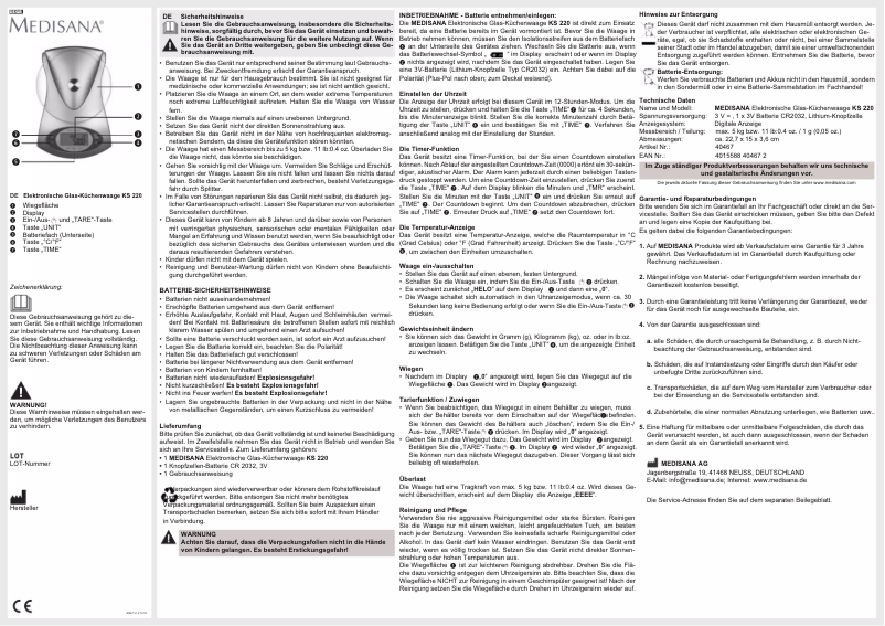 First page image of the manual for KS 220