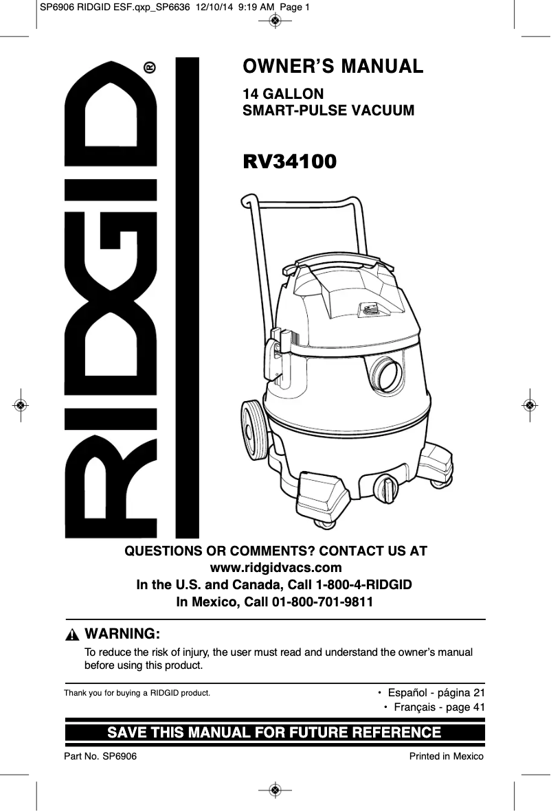 First page image of the manual for Smart Pulse RV3410