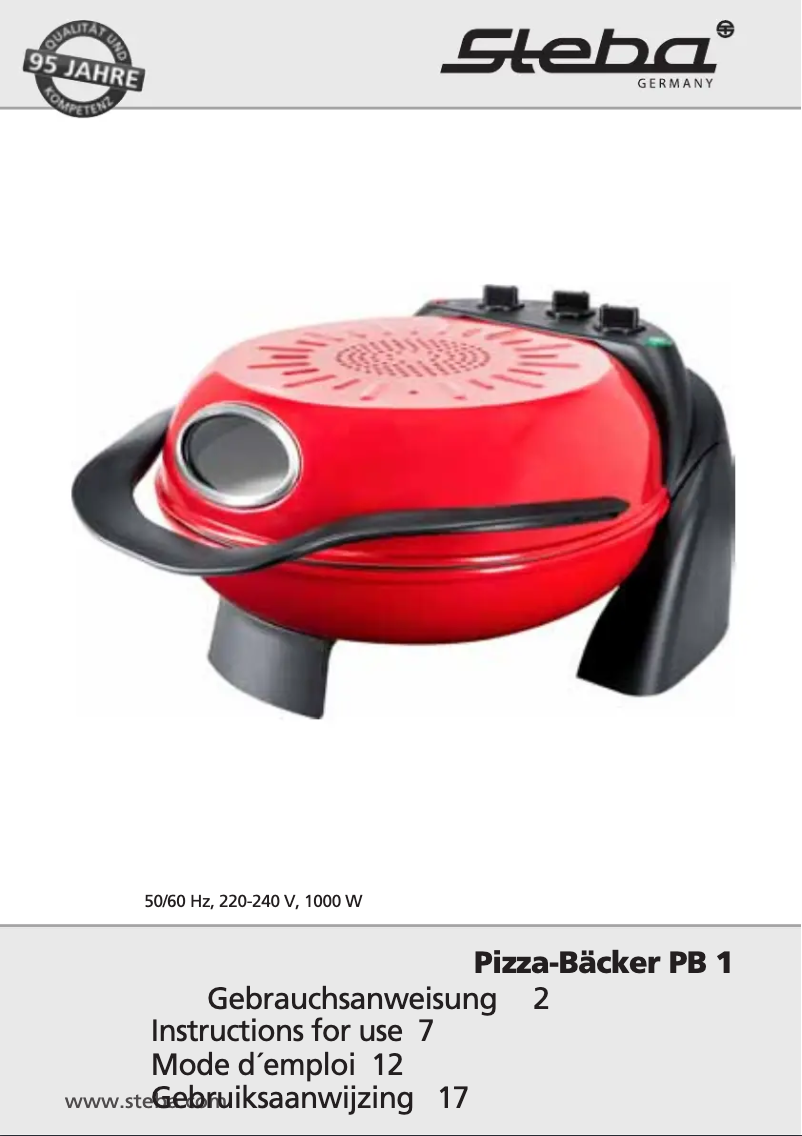 Page 1 of the manual User Manual Steba PB 1