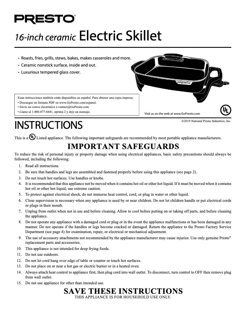 Page 1 of the manual User Manual Presto 06856