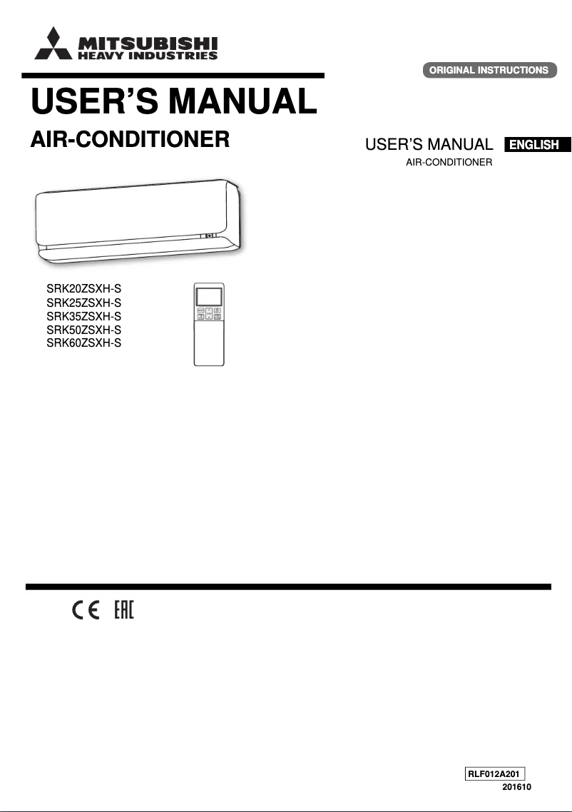 Page 1 of the manual User Manual Mitsubishi SRK25ZSXH-S