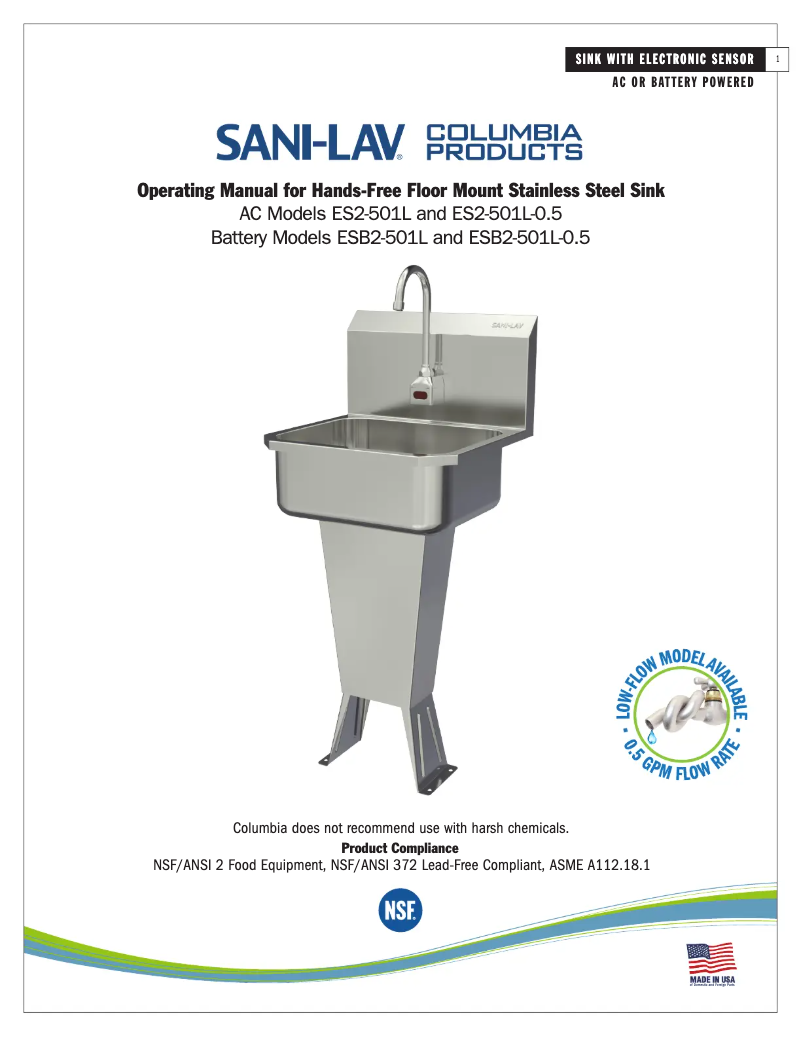 First page image of the manual for ES2-501L