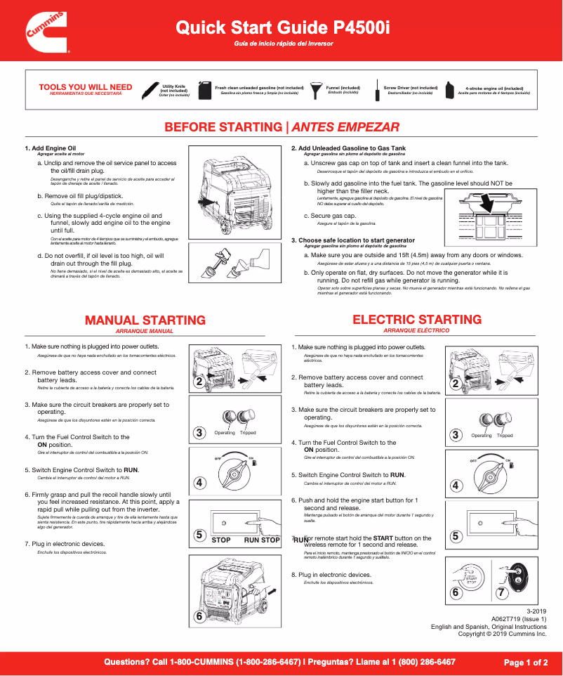 Page 1 of the manual User Manual Cummins Onan P4500i
