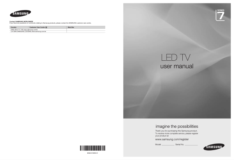 First page image of the manual for UE32B7000