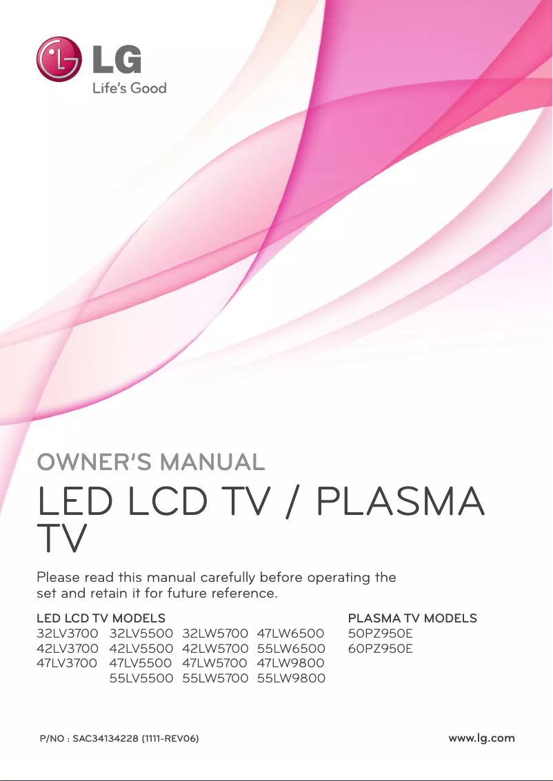 First page image of the manual for 60PZ950E