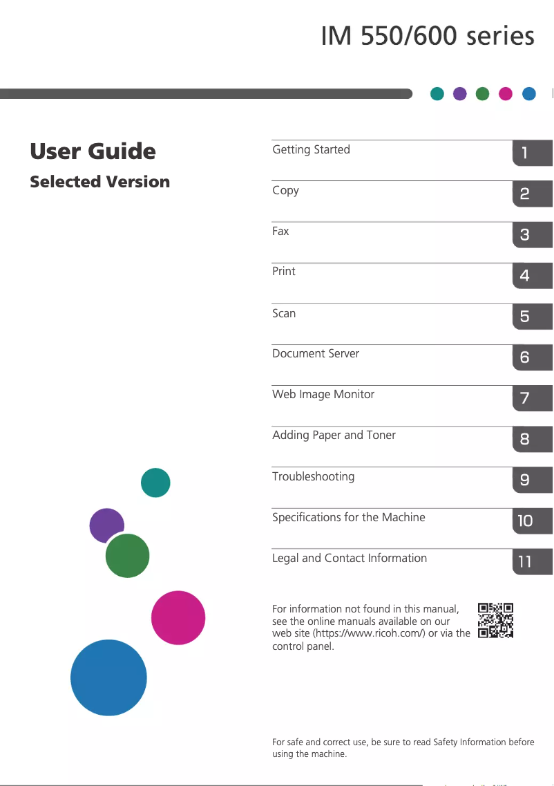 First page image of the manual for IM 550F