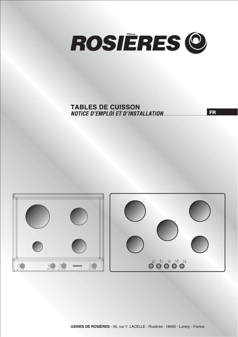 Page 1 of the manual User Manual Rosieres TFG 301 EIN