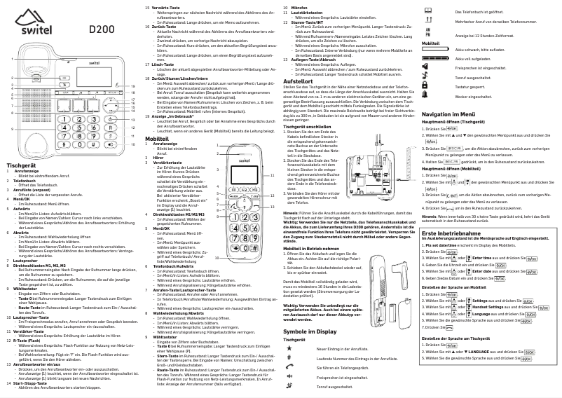 Page 1 of the manual User Manual Switel D200