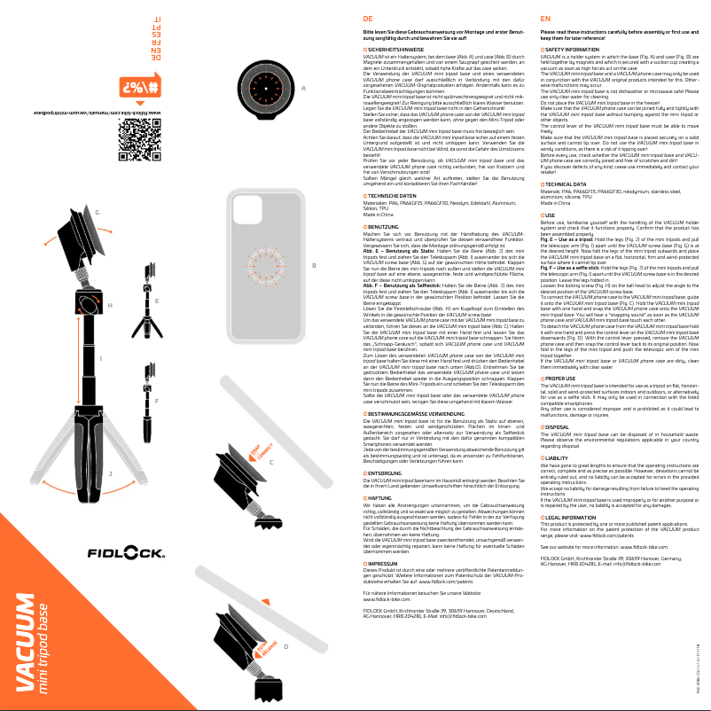 First page image of the manual for VACUUM