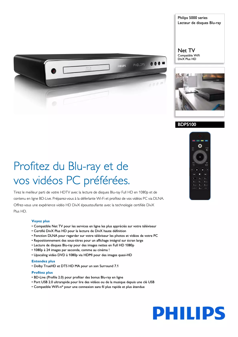 First page image of the manual for 5000 series BDP5100