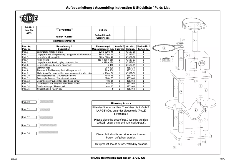 Page 1 of the manual User Manual Trixie Tarragona