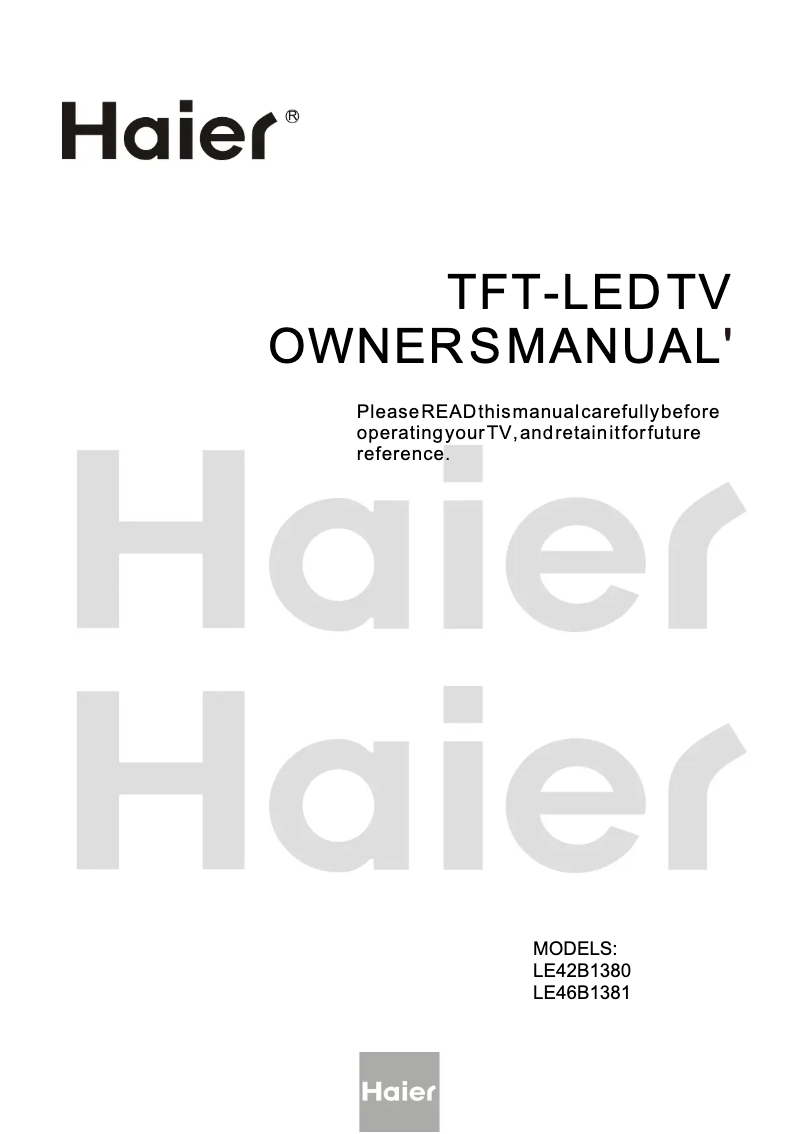 First page image of the manual for LE42B1380