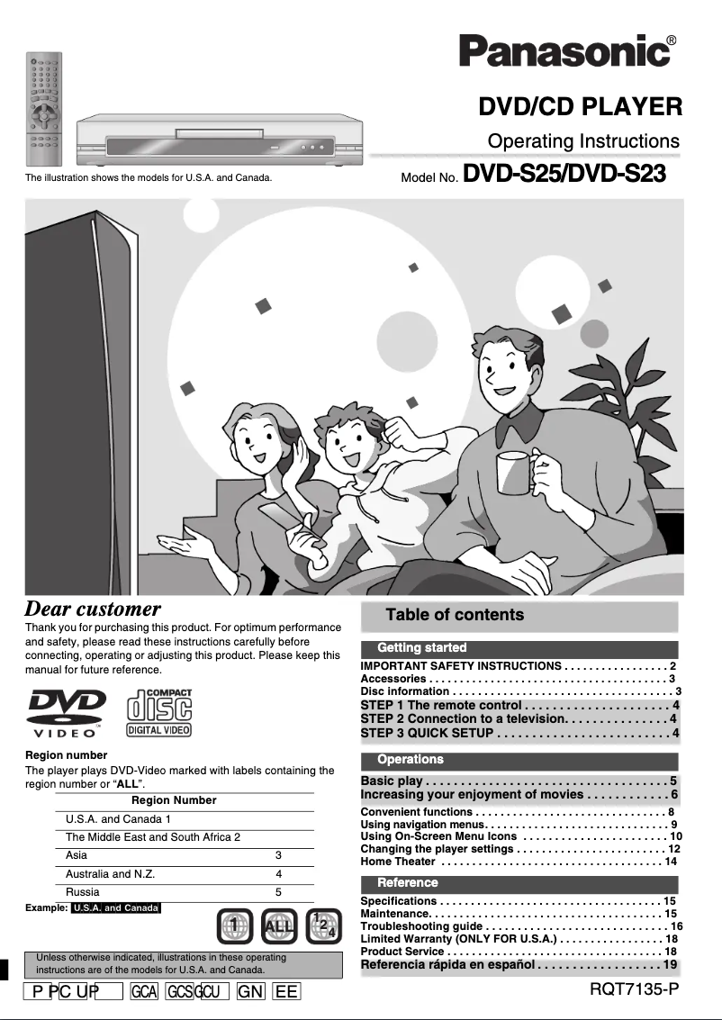 First page image of the manual for DVD-S23
