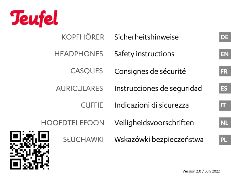 Page 1 of the manual Safety Instructions Teufel Real Blue TWS 3