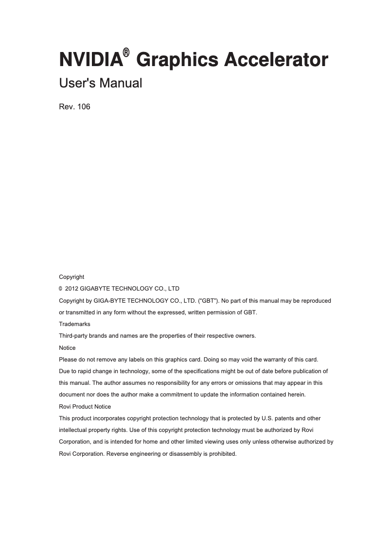 First page image of the manual for GeForce GTX 1070 Ti Windforce OC 8GB