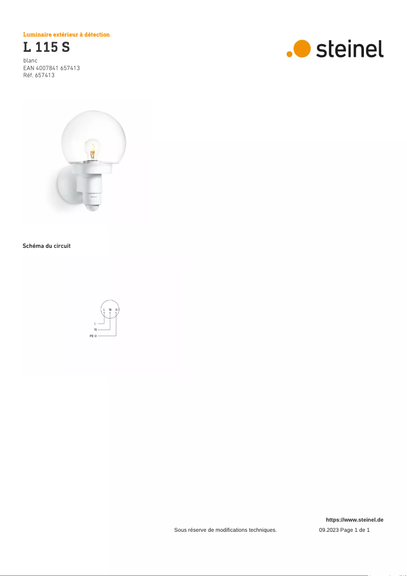Page 1 of the manual Wiring Diagram Steinel L 115 S