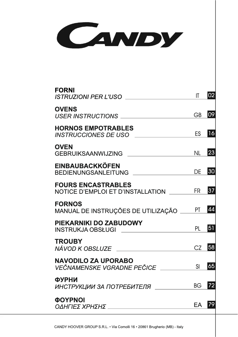 Page 1 of the manual User Manual Candy FCC604NAV