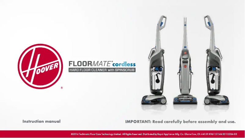 First page image of the manual for FloorMate Cordless BH55100