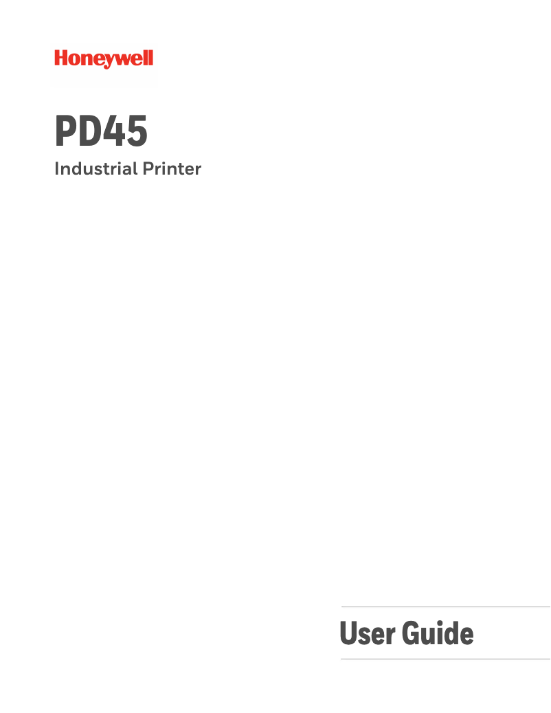 Page 1 of the manual User Manual Honeywell PD4500B