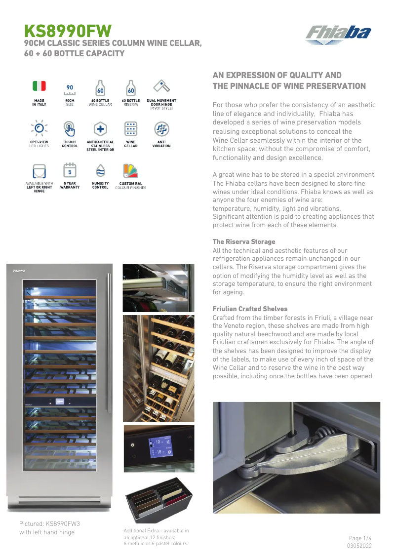 Page 1 of the manual Technical Sheet Fhiaba KS8990FW3A