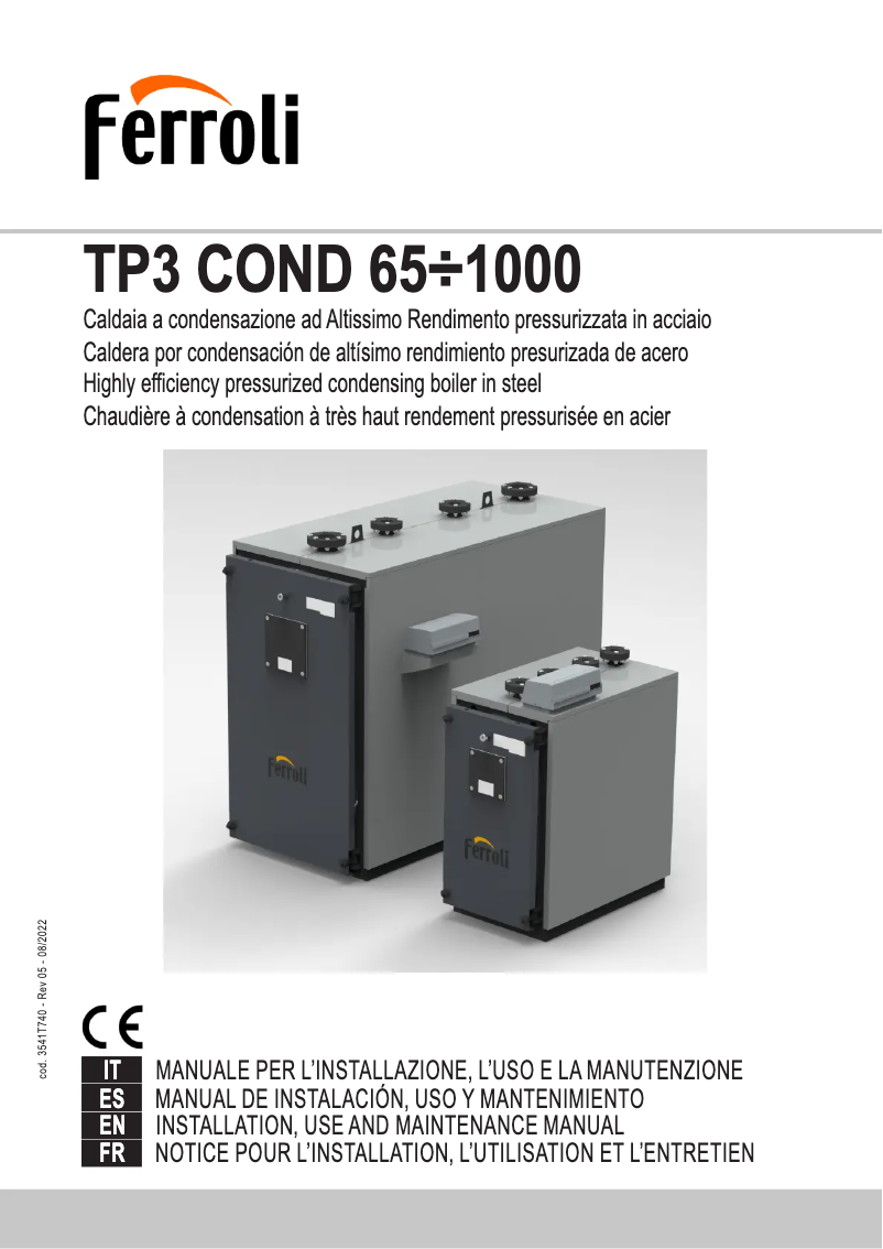 First page image of the manual for TP3 COND 65÷1000