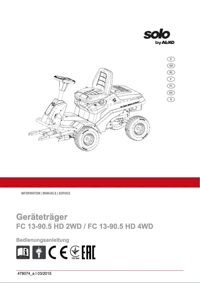 Image de la première page du manuel de l'appareil Solo FC 13-90.5 HD 2WD