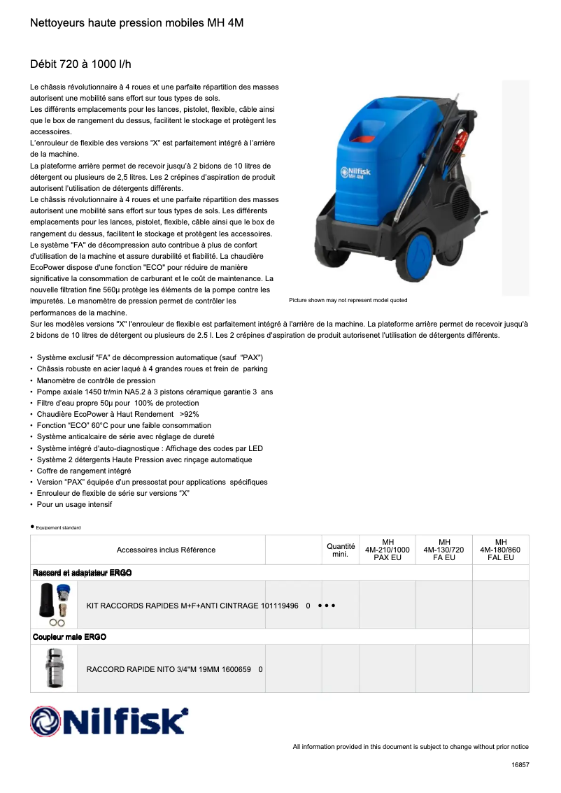 Page 1 of the manual Technical Sheet Nilfisk MH 4
