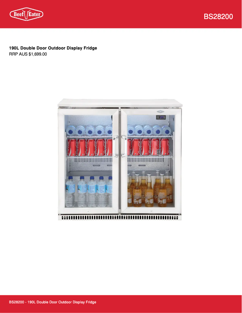 Page 1 of the manual Technical Sheet BeefEater BS28200