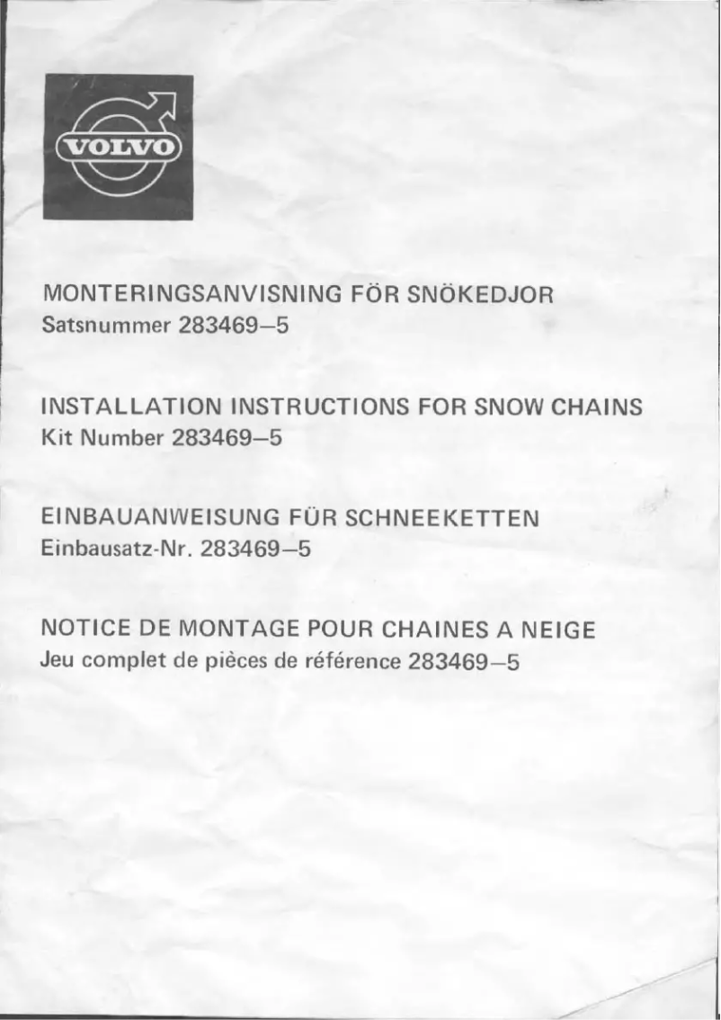 Page 1 de la notice Manuel utilisateur Volvo 283469-5
