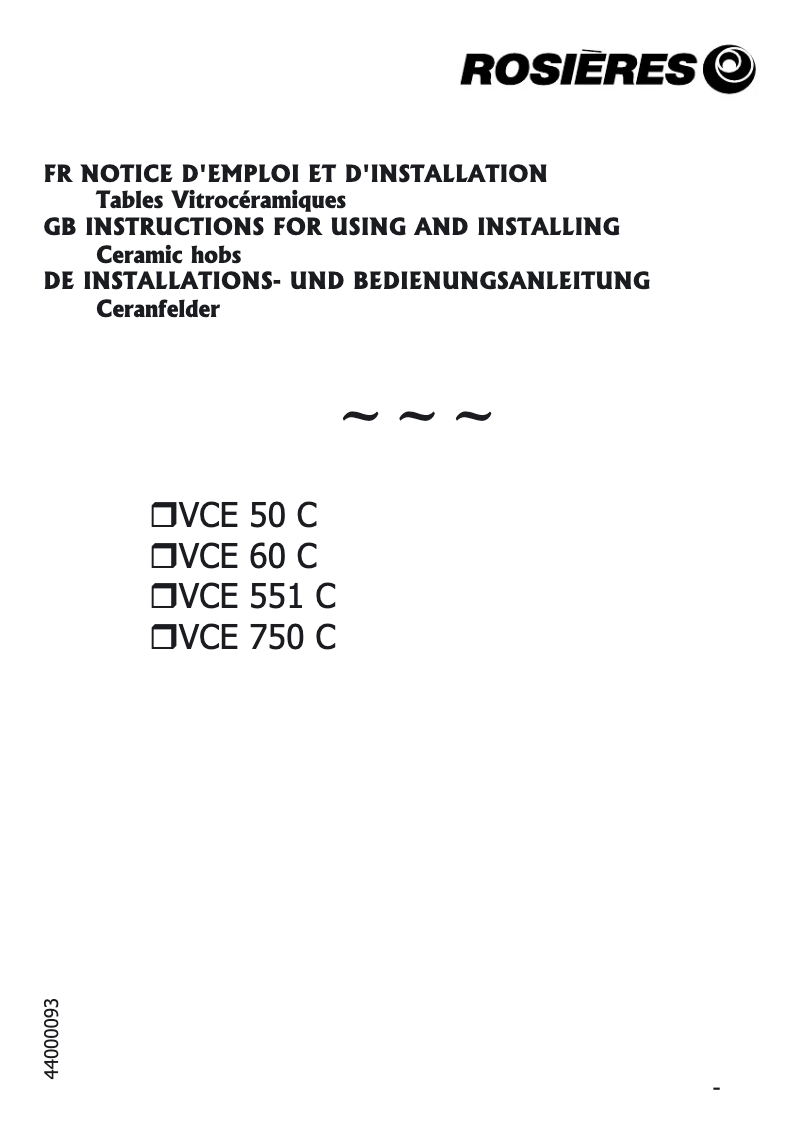 First page image of the manual for VCE 551 CPN