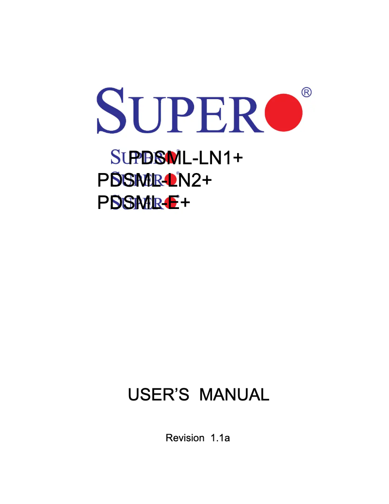 Page 1 of the manual User Manual Supermicro PDSML-LN2+