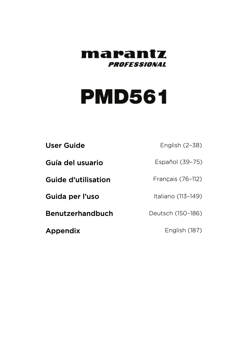 First page image of the manual for PMD561