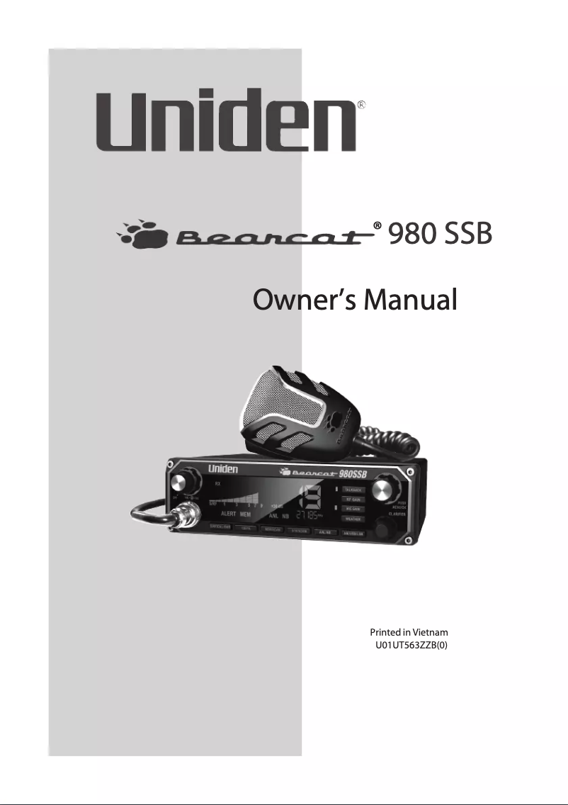 First page image of the manual for Bearcat 980SSB