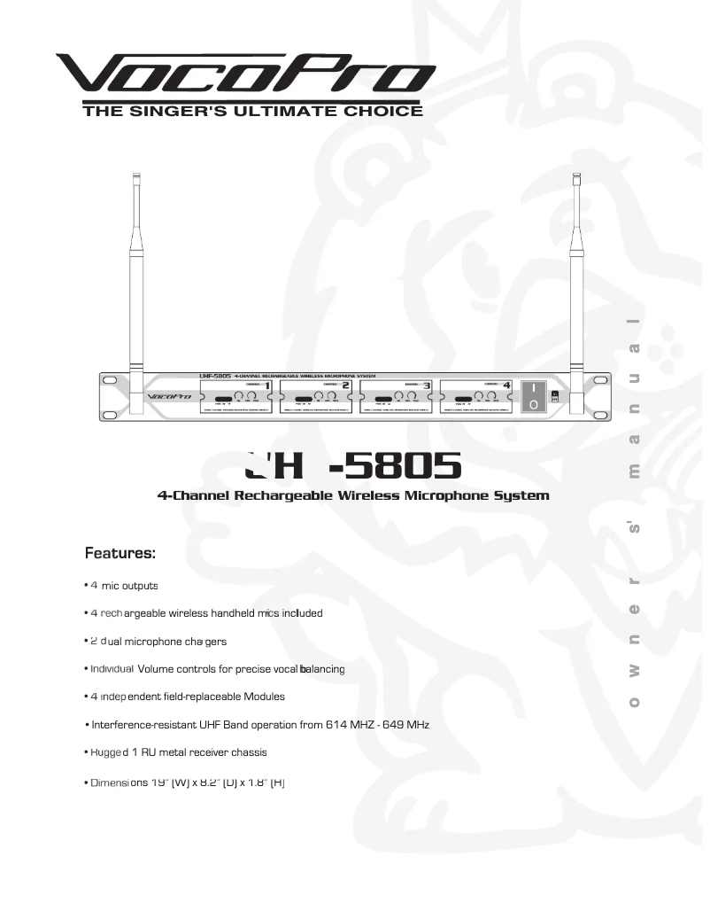 Page 1 of the manual User Manual Vocopro UMH-5805