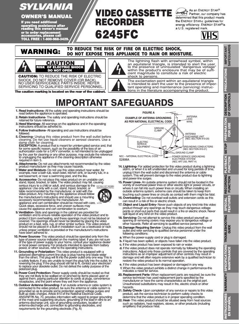 Page 1 of the manual User Manual Sylvania 6245FC
