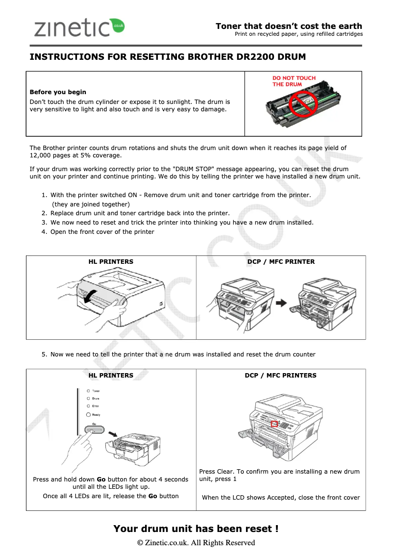 Page 1 of the manual User Manual Brother DR-2200